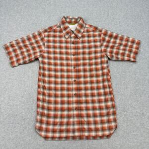 Royal Robbins Shirt SZ S Orange Plaid Short Sleeve Button Up Outdoor Utilitycore